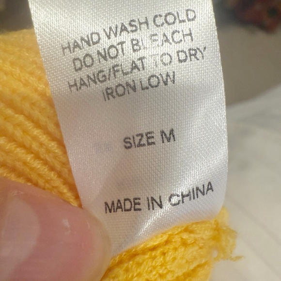 VICI Ribbed Knit Sweater size Medium Yellow Drop Shoulder Crewneck Oversized - Picture 5 of 5